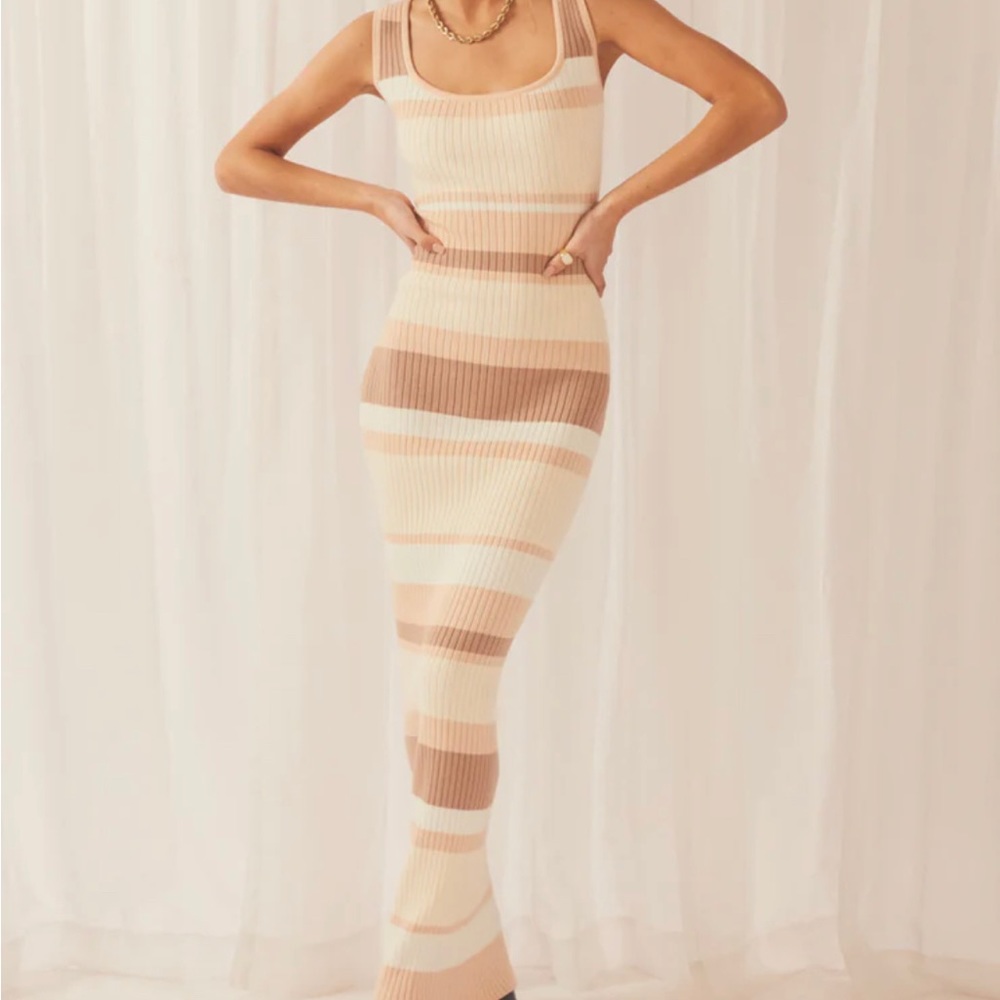 Stripe Knit Midi Dress